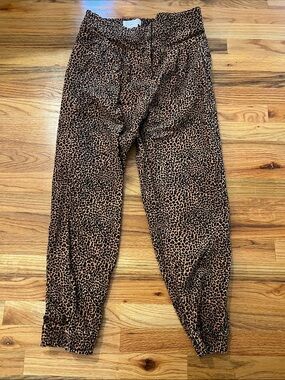 Anthropologie Brown and Black Leopard Print Ankle Pants